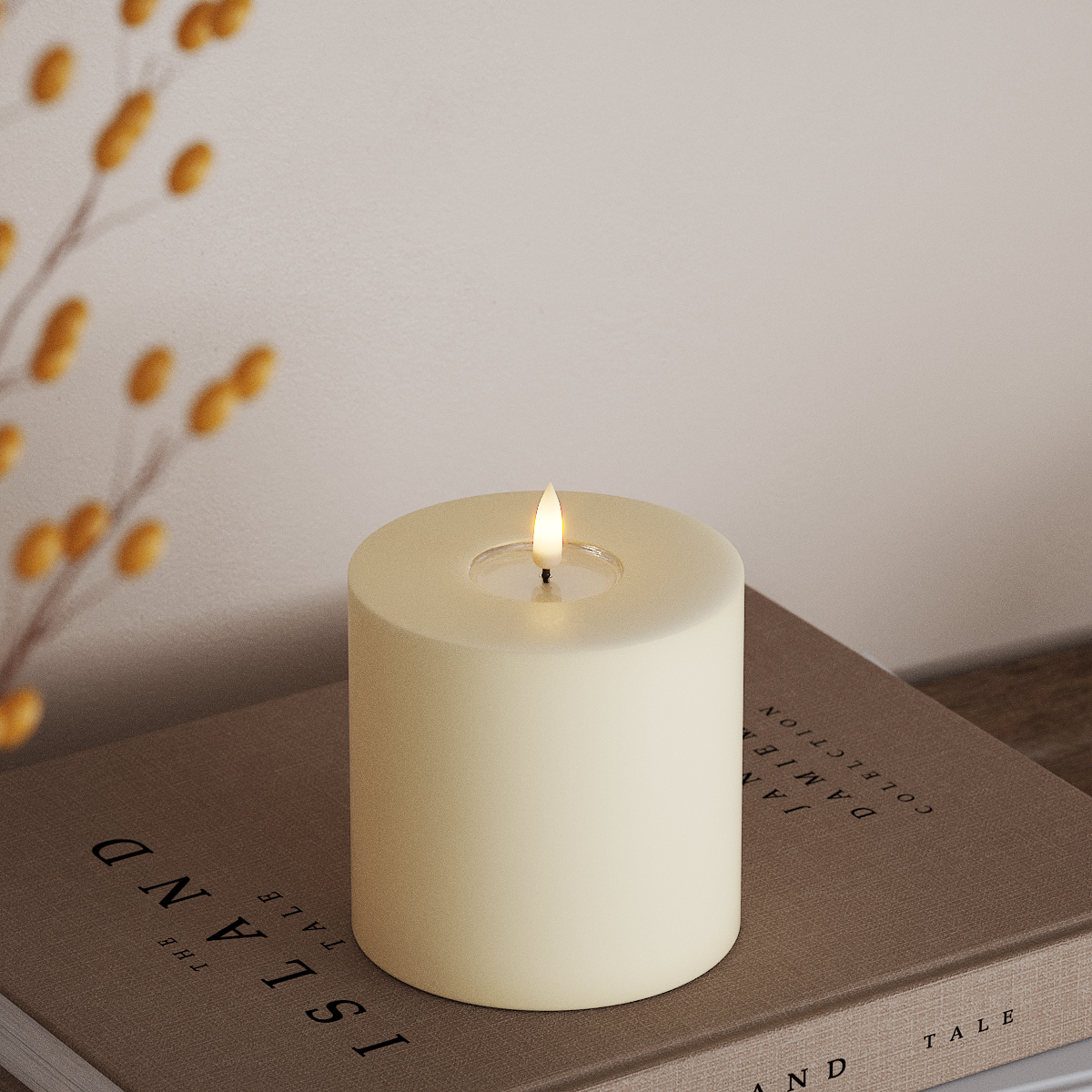 deluxe-homeart-blockkerzen-led-blockkerze-10x10-cm-creme-real-flame image 2