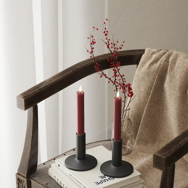 deluxe-homeart-stabkerzen-led-stabkerzen-2er-set-2x15-cm-bordeaux image 1