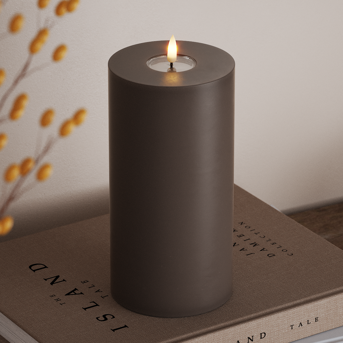 deluxe-homeart-blockkerzen-led-blockkerze-10x20-cm-mokka-real-flame image 2
