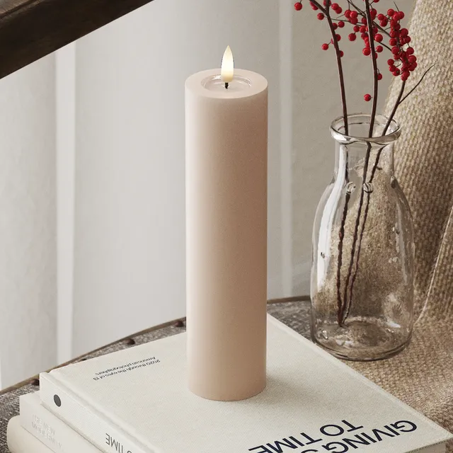 deluxe-homeart-blockkerzen-5x20-cm-led-kerze-rosa-real-flame image 1