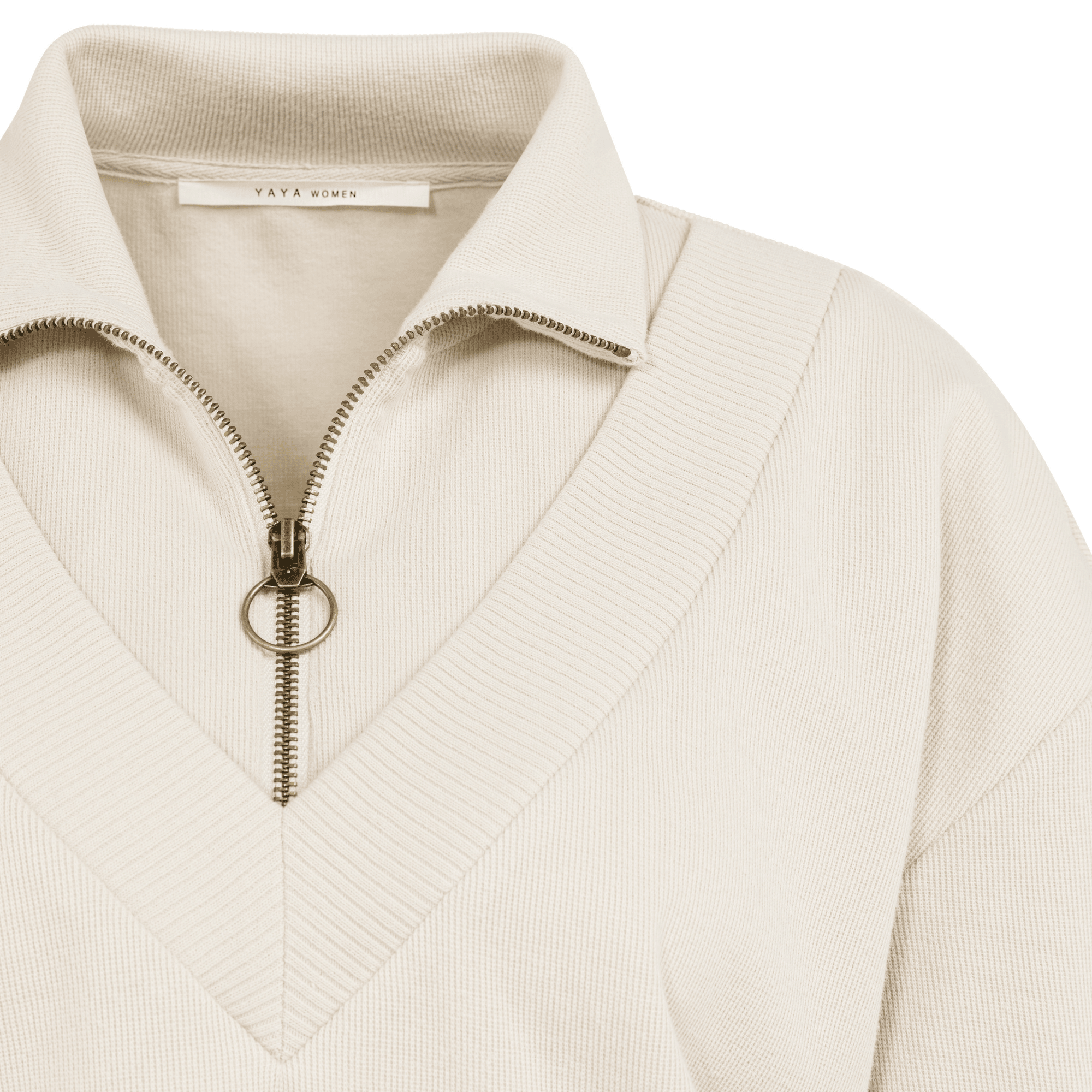 yaya-pullover-doppelkragen-zipper-beige-oversize image 7