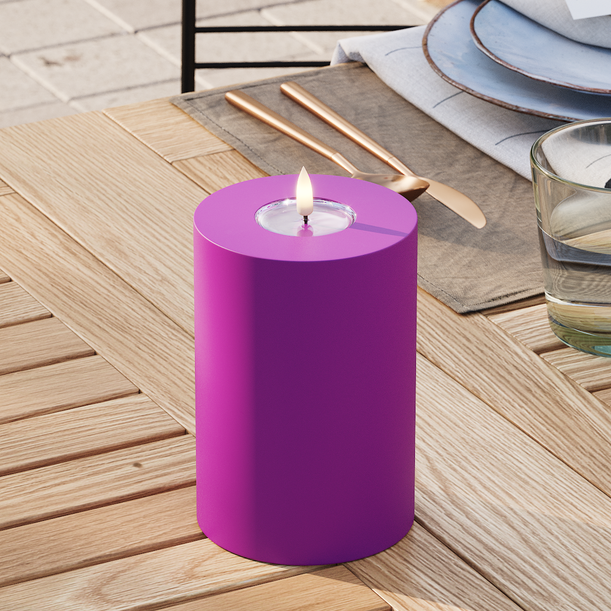 deluxe-homeart-au-enleuchten-led-outdoor-kerze-violett-10x15-ip44 image 3
