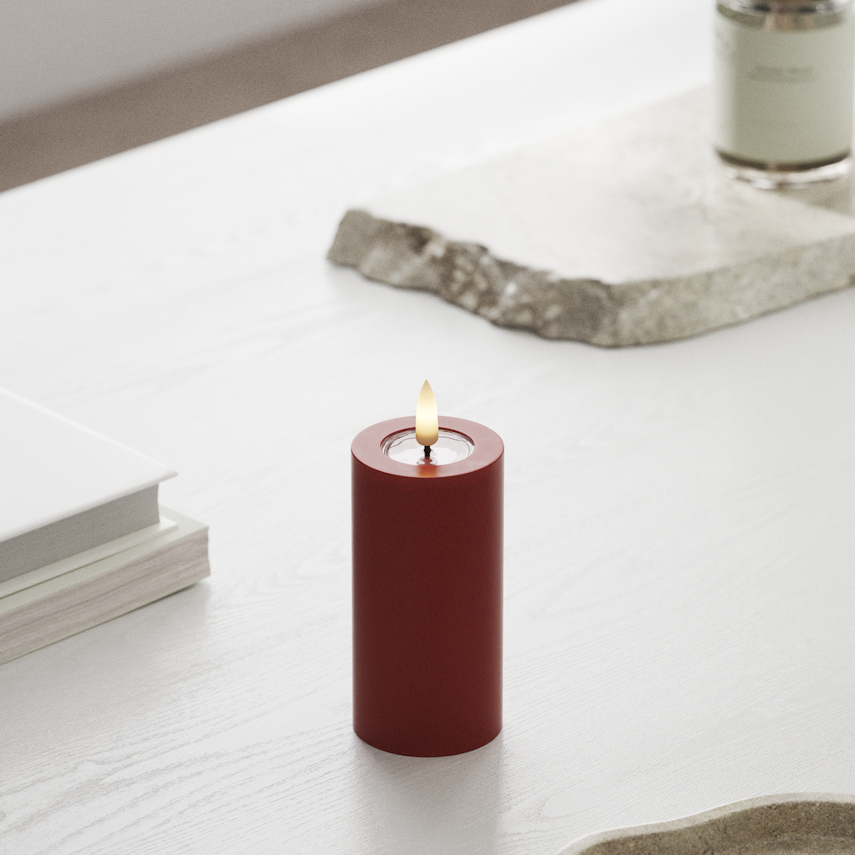 deluxe-homeart-blockkerzen-led-blockkerze-rot-5x10-cm-real-flame image 3