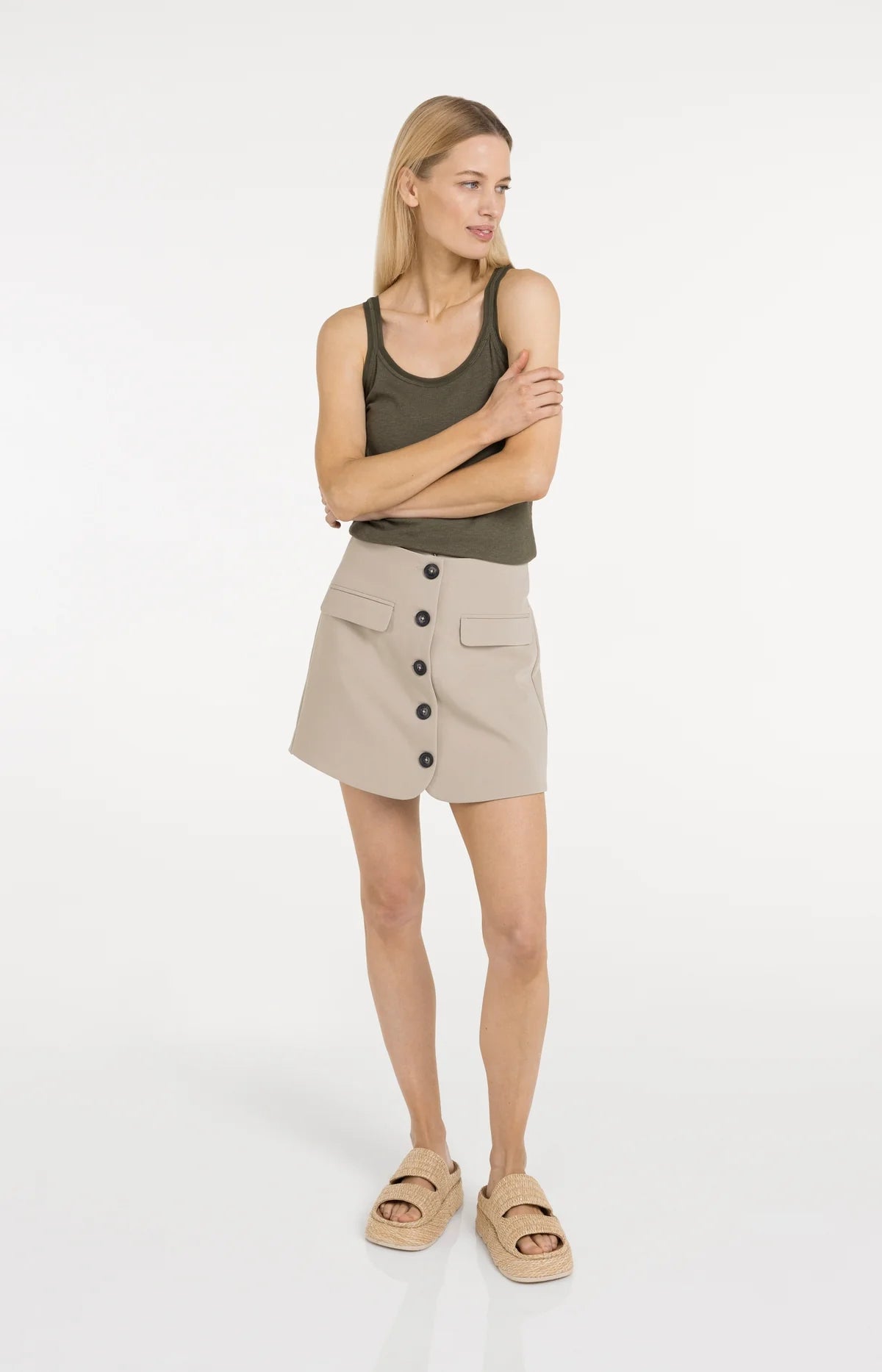yaya-skorts-beige-mit-knopfleiste-hosenrock-gr-34-40 image 4