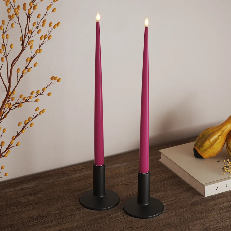 deluxe-homeart-kerzenlicht-lack-led-stabkerzen-38cm-magenta image 1