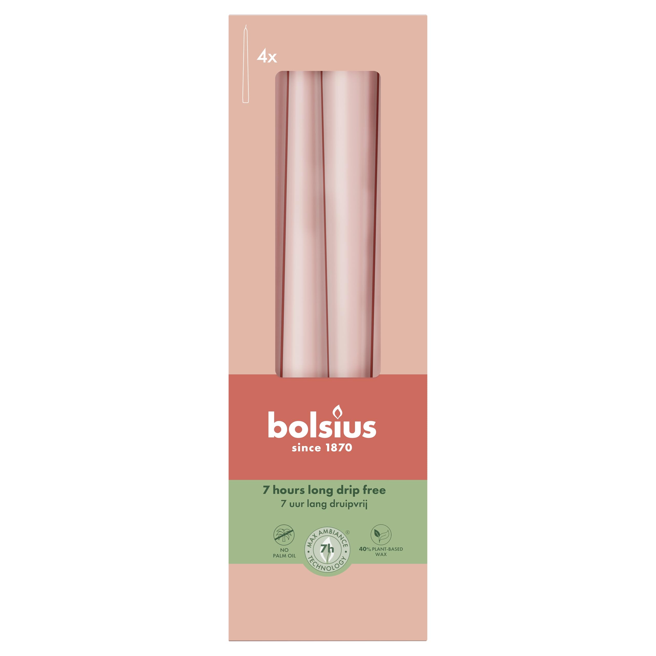 bolsius-essentials-spitzkerzen-misty-pink-4er-24-5-cm-unparf-miert image 1