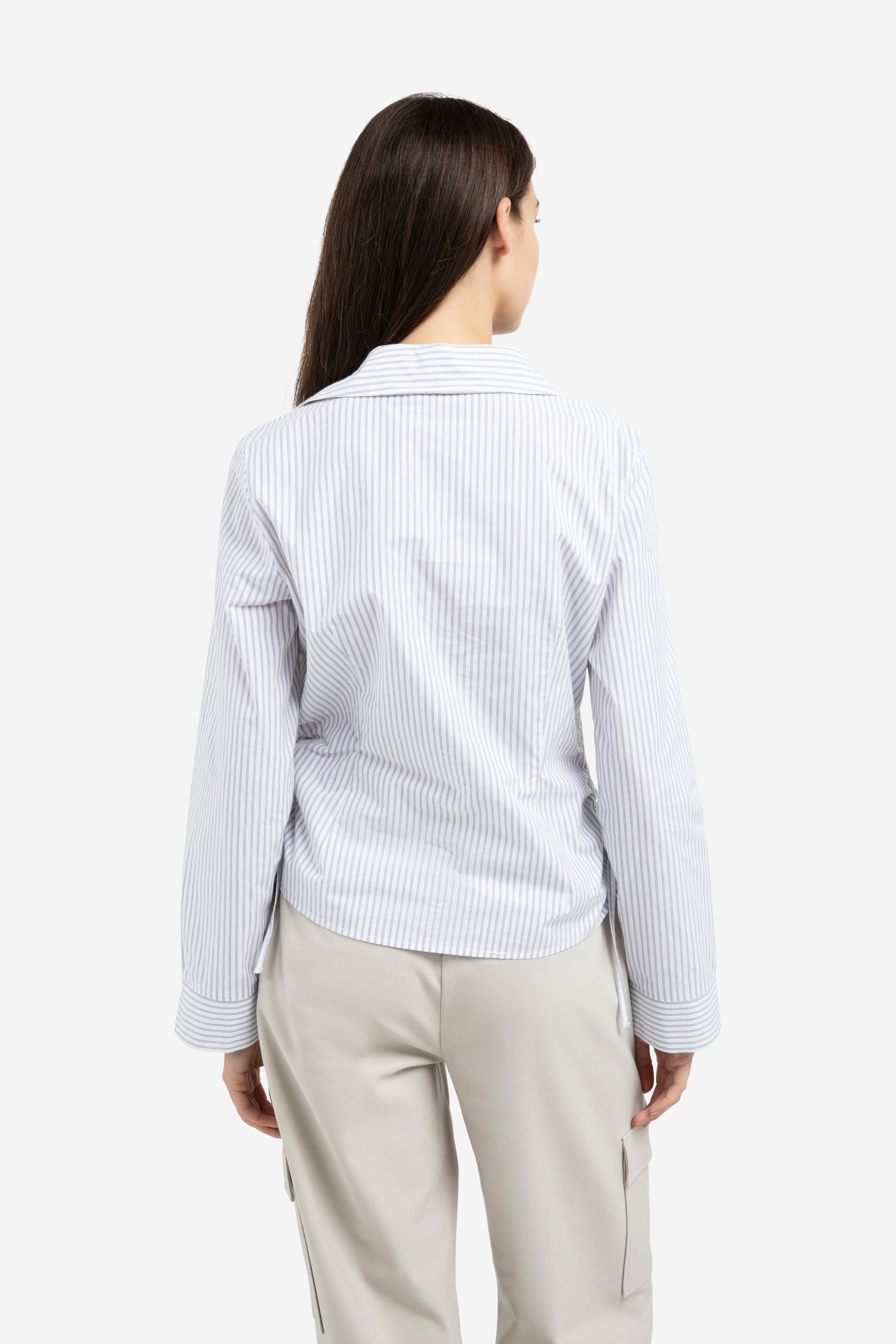 yaya-bluse-mit-kordelzug-iron-grey-gestreift-38-blaugrau image 5