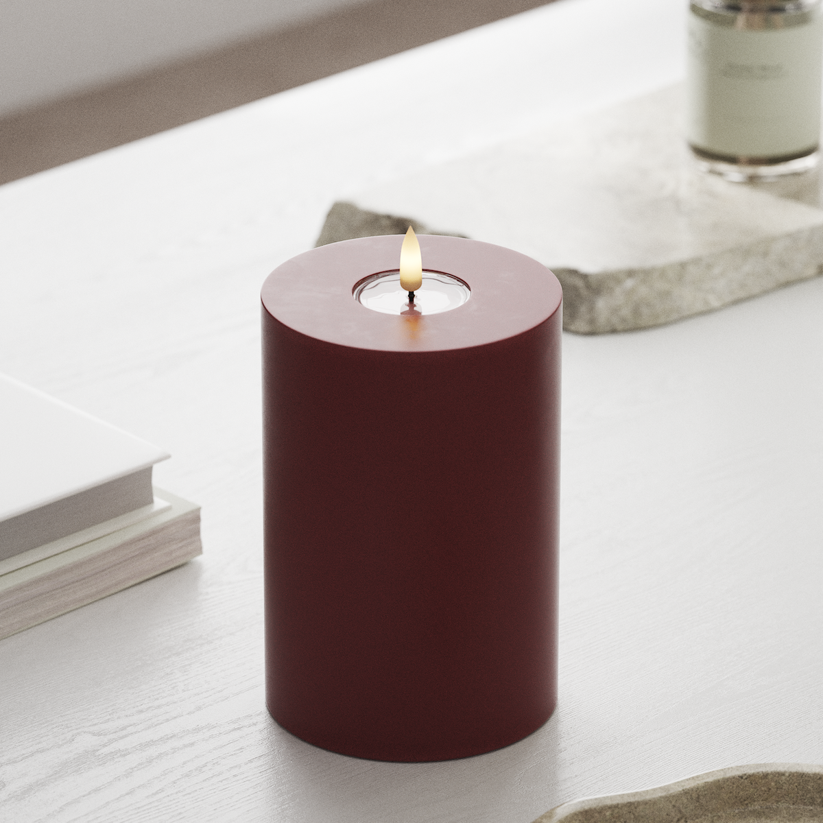 deluxe-homeart-blockkerzen-led-kerze-10x15-cm-bordeaux-real-flame image 3