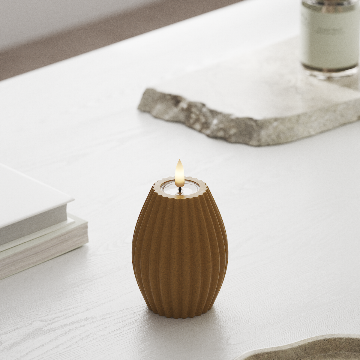 deluxe-homeart-rillenkerzen-led-kerze-7-5x10-cm-curry-rille image 3