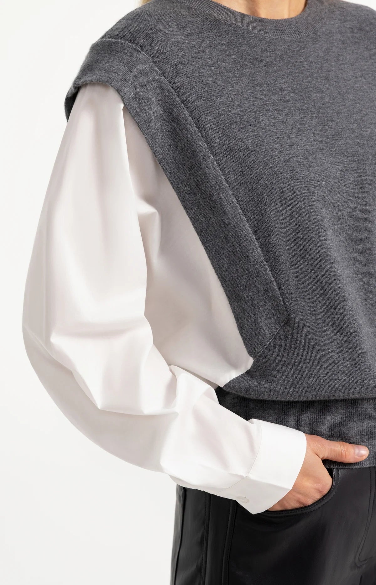 yaya-2-in-1-pullover-blusen-look-feinstrick-grau-melange-xs-l image 4