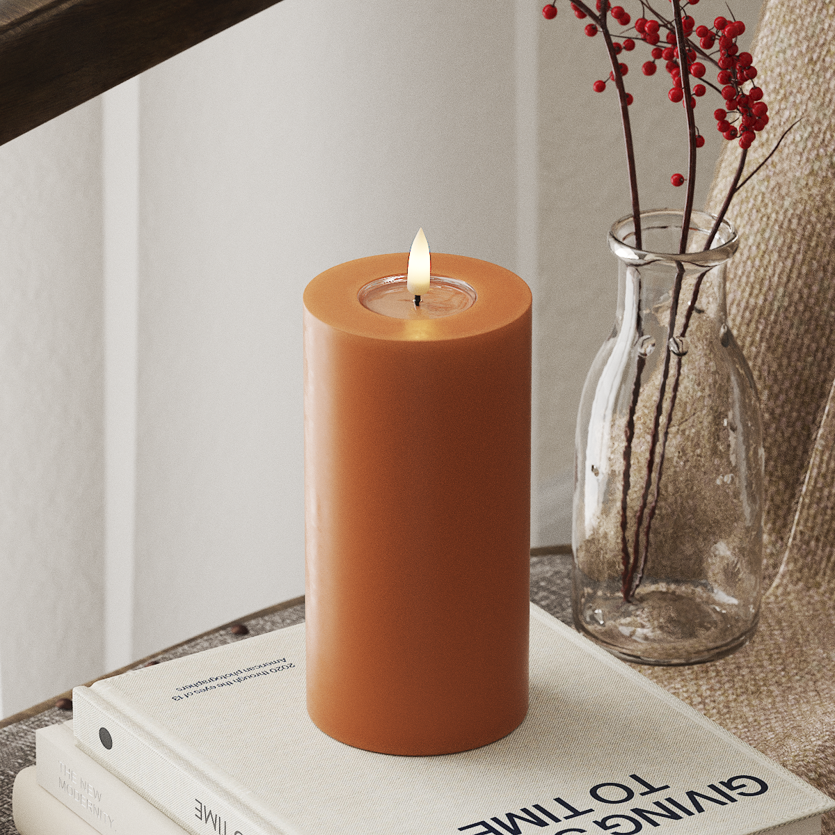 deluxe-homeart-blockkerzen-led-blockkerze-7-5x15-orange-real-flame image 1