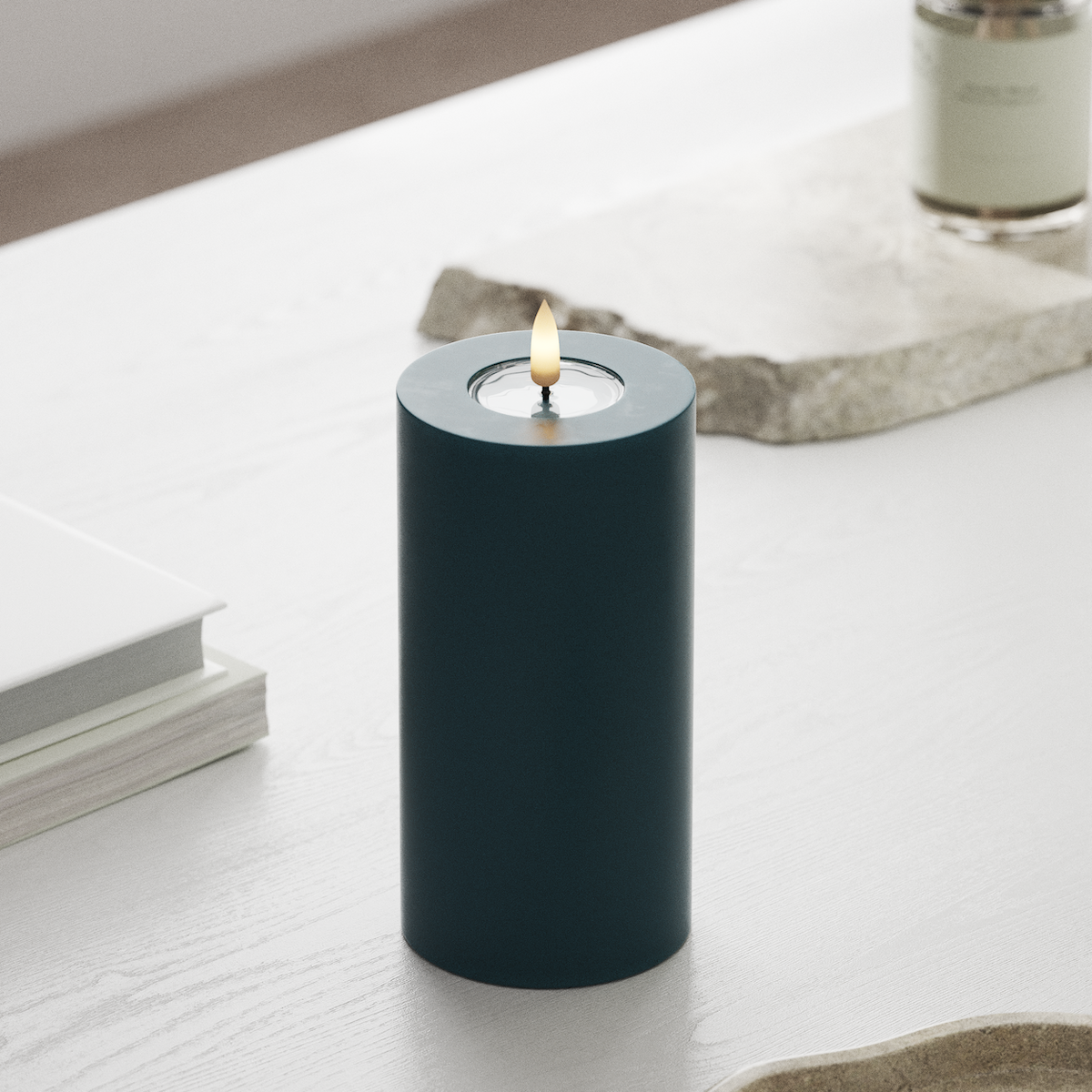deluxe-homeart-blockkerzen-led-kerze-7-5x15-cm-petrol-real-flame image 3
