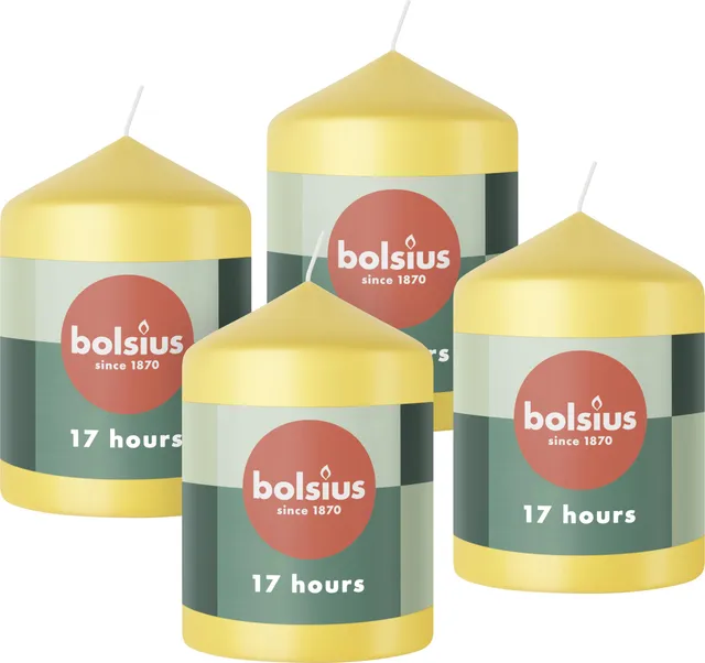 bolsius-essentials-stumpenkerze-gelb-8x6cm-4-st-ck image 1