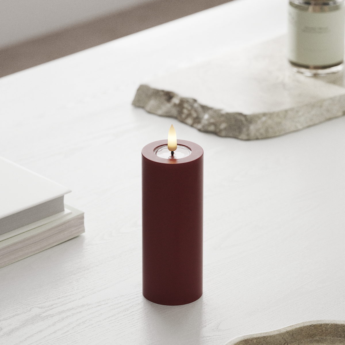 deluxe-homeart-blockkerzen-led-kerze-bordeaux-5x12-5-cm-wachs image 3