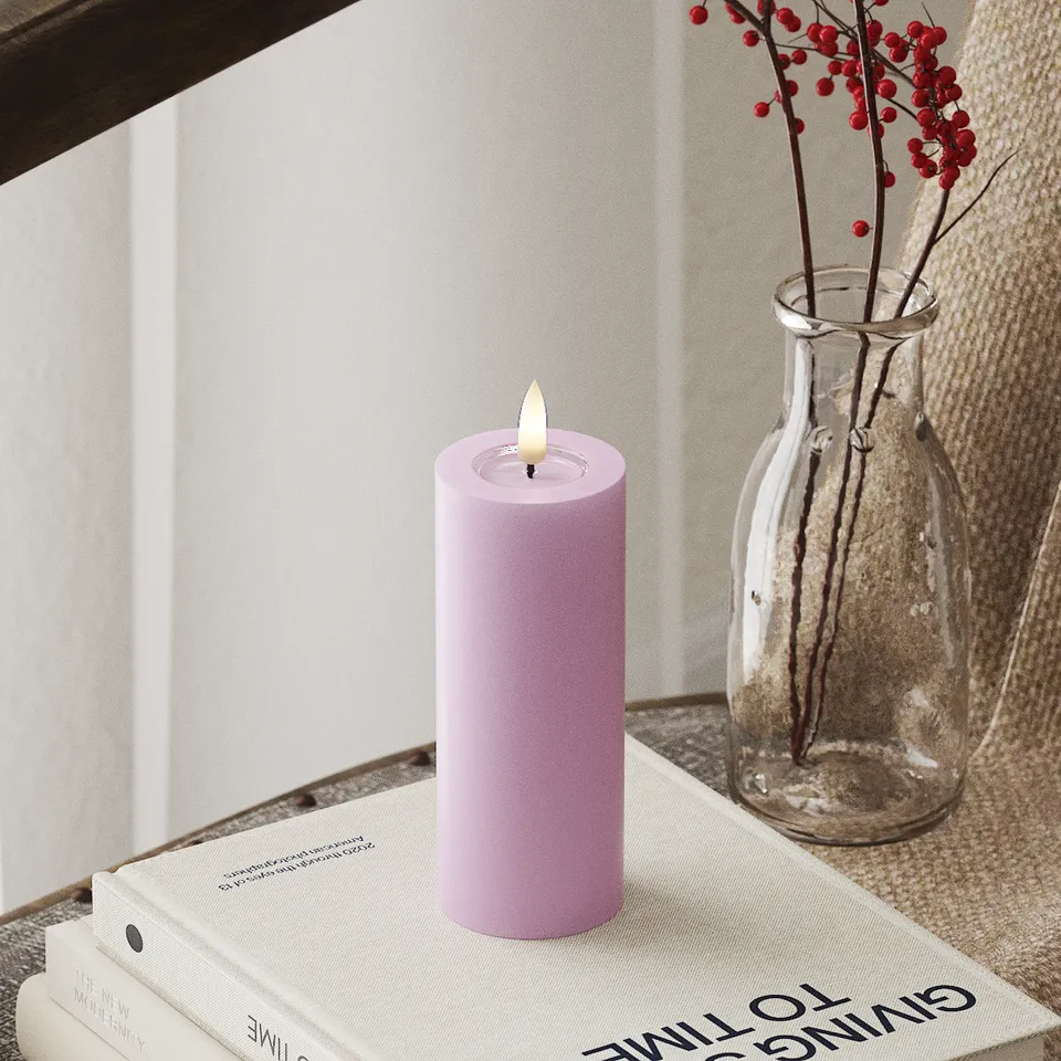 deluxe-homeart-blockkerzen-led-stumpenkerzen-lavendel-12-5-cm image 1