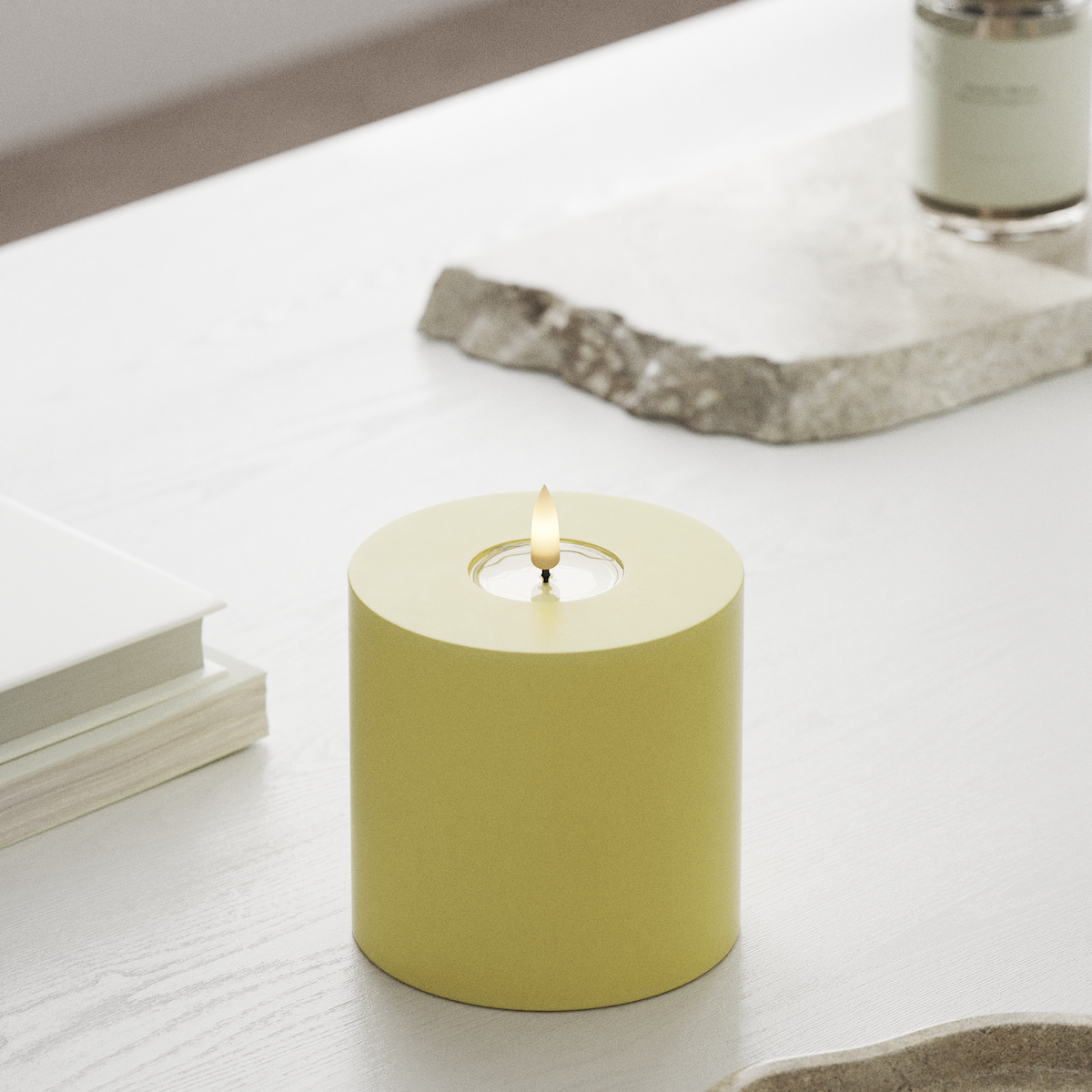 deluxe-homeart-blockkerzen-led-blockkerze-10x10-cm-hellgelb image 3