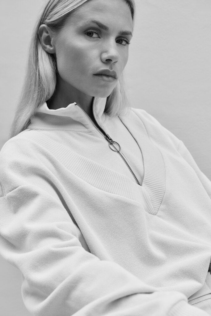 yaya-pullover-doppelkragen-zipper-beige-oversize image 6
