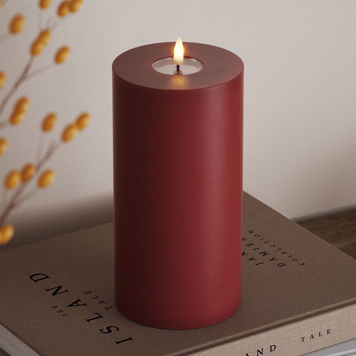 deluxe-homeart-blockkerzen-led-stumpenkerze-10x20cm-bordeaux image 2