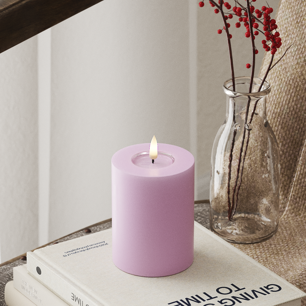 deluxe-homeart-blockkerzen-led-blockkerze-7-5x10-cm-lavendel-real-flame image 1