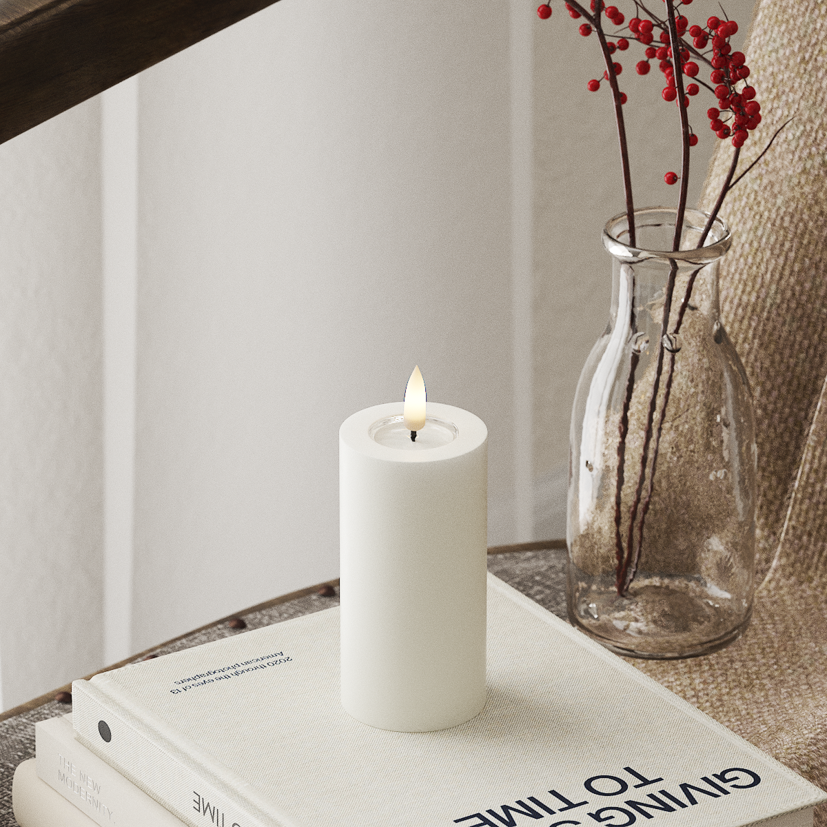 deluxe-homeart-blockkerzen-led-kerze-5x10-cm-wei-real-flame image 1