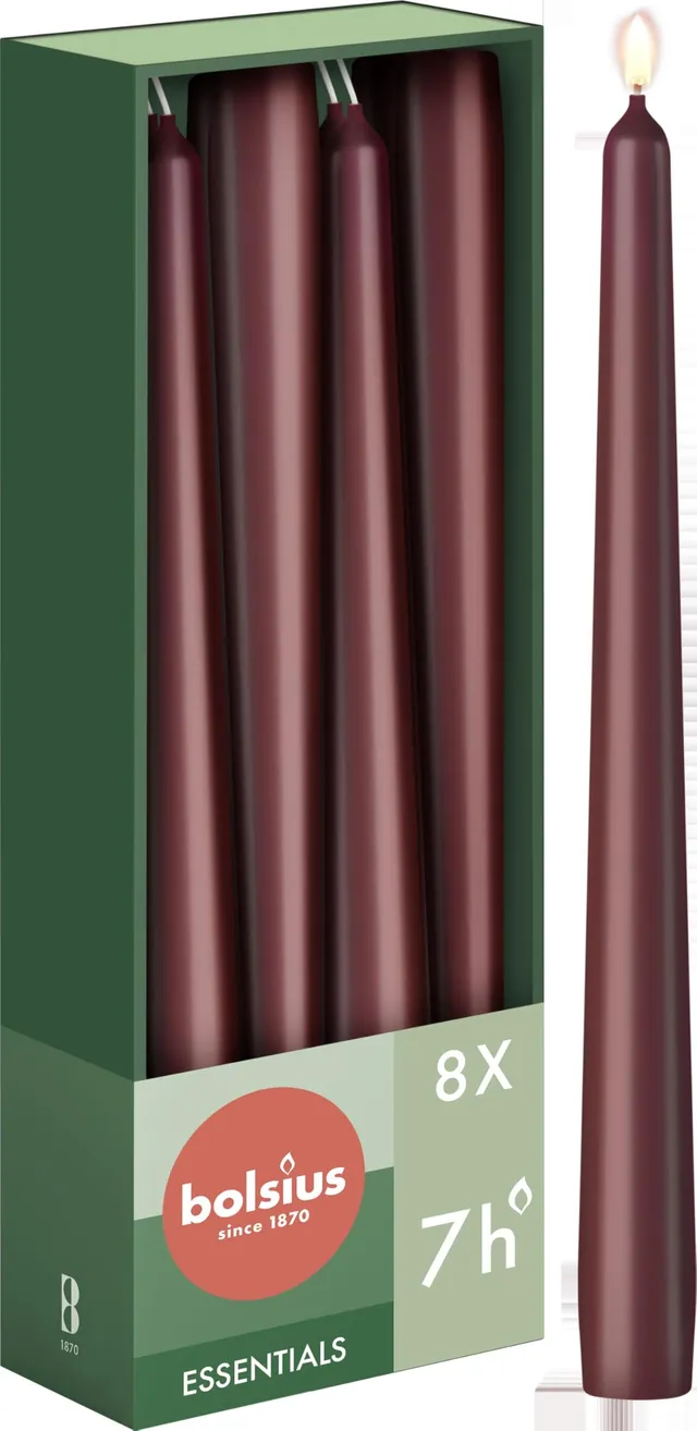 bolsius-essentials-spitzkerzen-bordeauxrot-24-5-cm-8-st-ck image 1