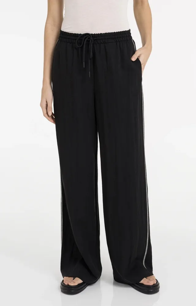 yaya-wide-leg-hose-schwarz-kontrastn-hte-stoffhose image 1