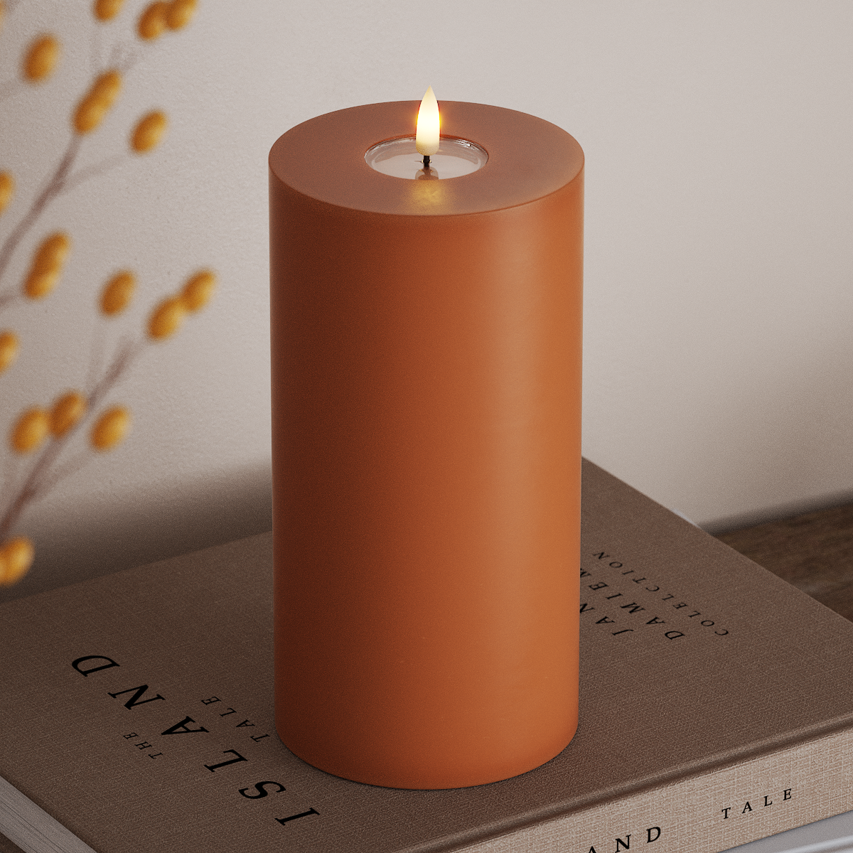 deluxe-homeart-blockkerzen-led-stumpenkerze-10x20cm-orange-real-flame image 2