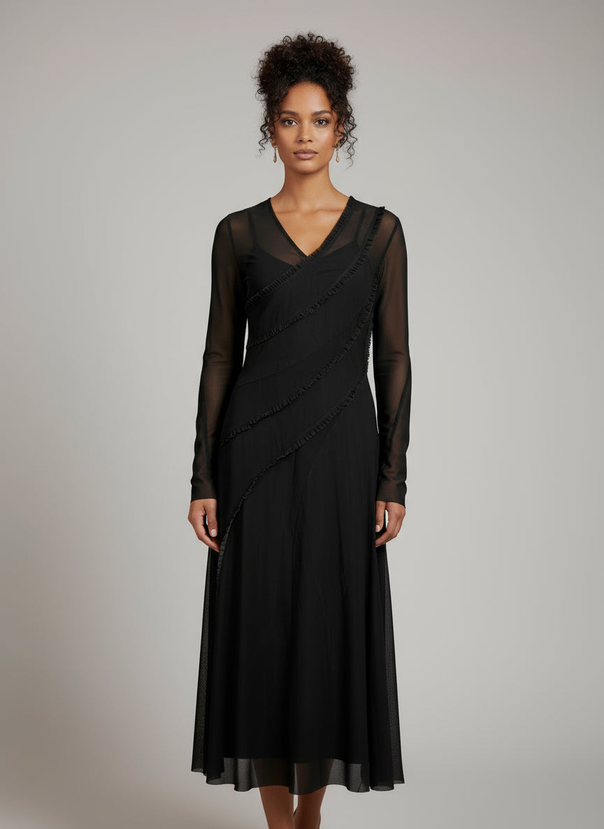 n-denmark-agna-kleid-schwarz-semitransparent-mit-unterkleid image 1
