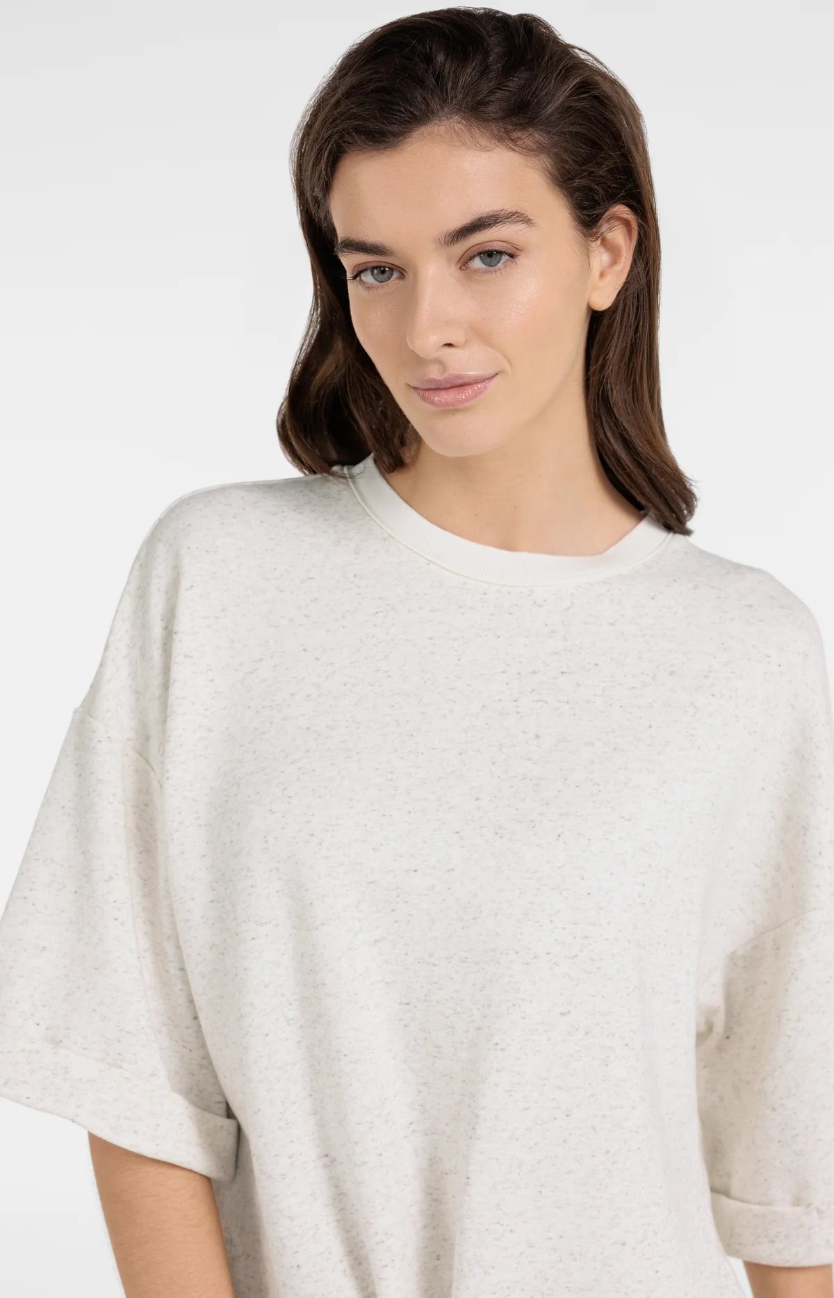 yaya-kurzarm-sweatshirt-ivory-white-melange-pullover-offwhite image 6