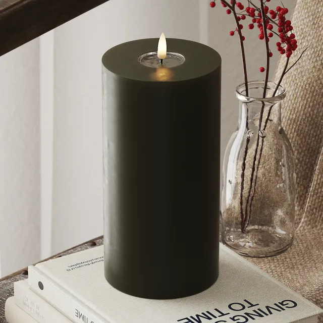 deluxe-homeart-blockkerzen-led-kerze-10x20-cm-dunkelgr-n image 1