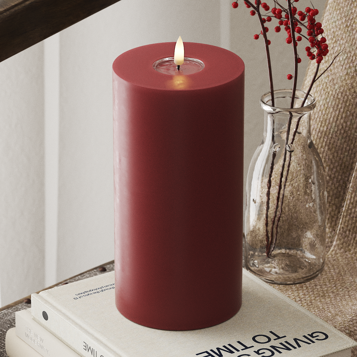 deluxe-homeart-blockkerzen-led-stumpenkerze-10x20cm-bordeaux image 1