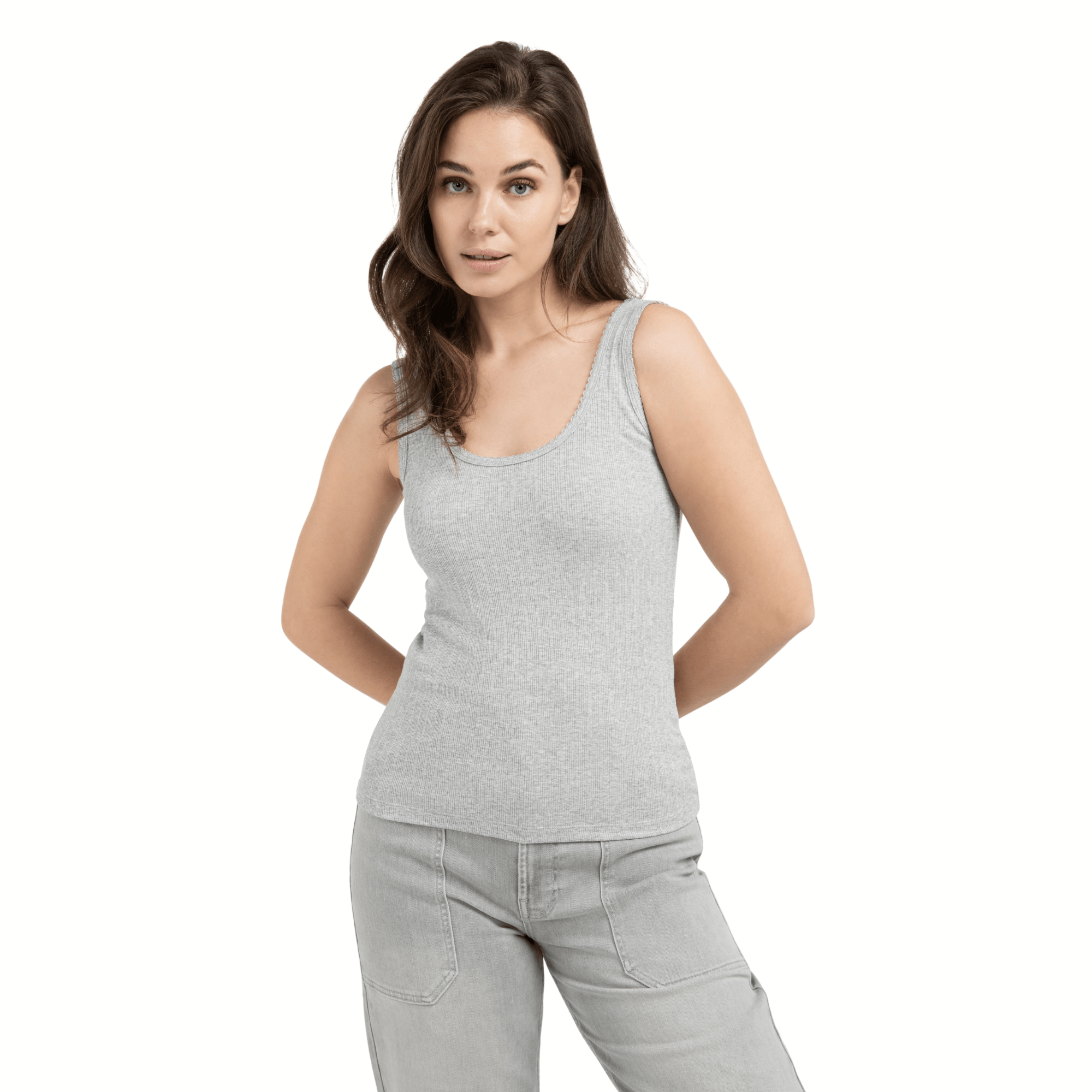 yaya-geripptes-top-rmellos-grau-melange-basics image 1