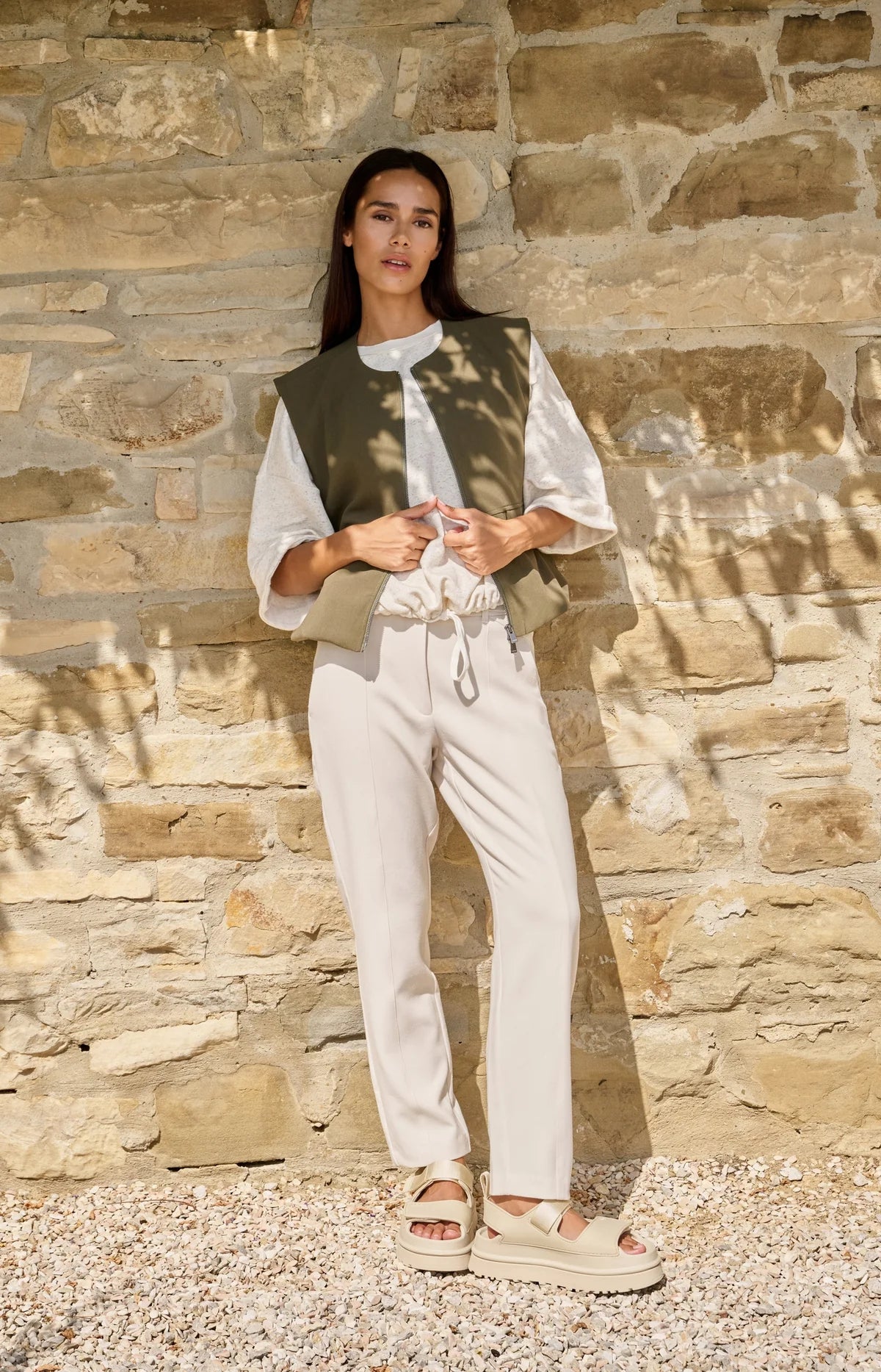 yaya-kurzarm-sweatshirt-ivory-white-melange-pullover-offwhite image 2