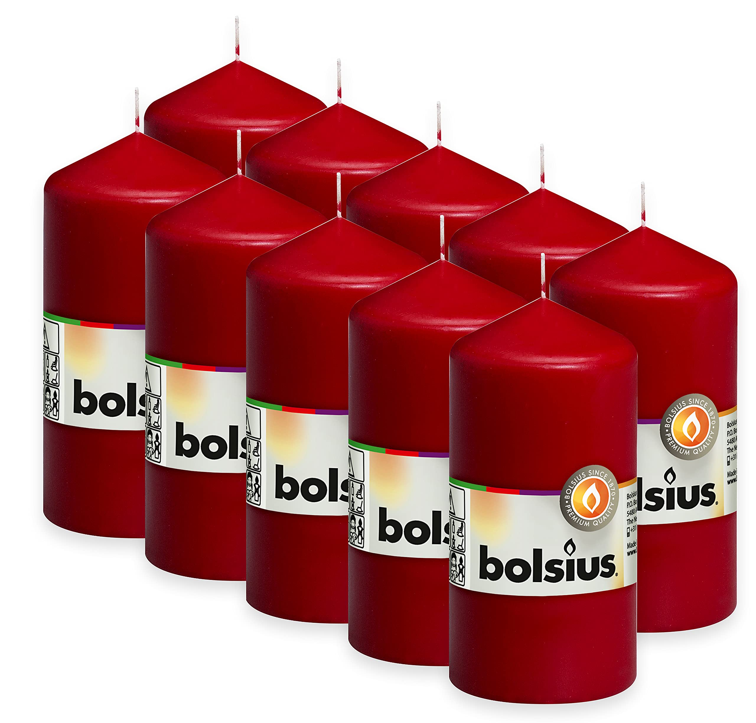 bolsius-essentials-stumpenkerze-weinrot-10er-12x6cm-33h image 1