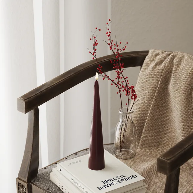 deluxe-homeart-kegelkerze-led-stabkerze-28-cm-bordeaux image 1