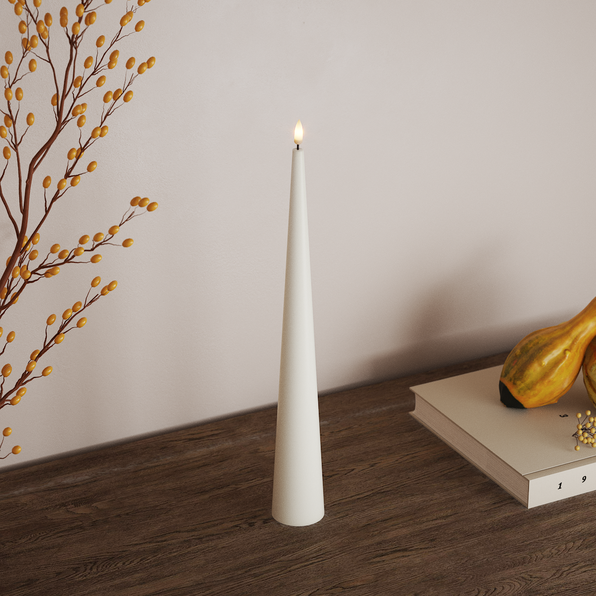 deluxe-homeart-kegelkerze-led-kegelkerze-38-cm-wei image 2