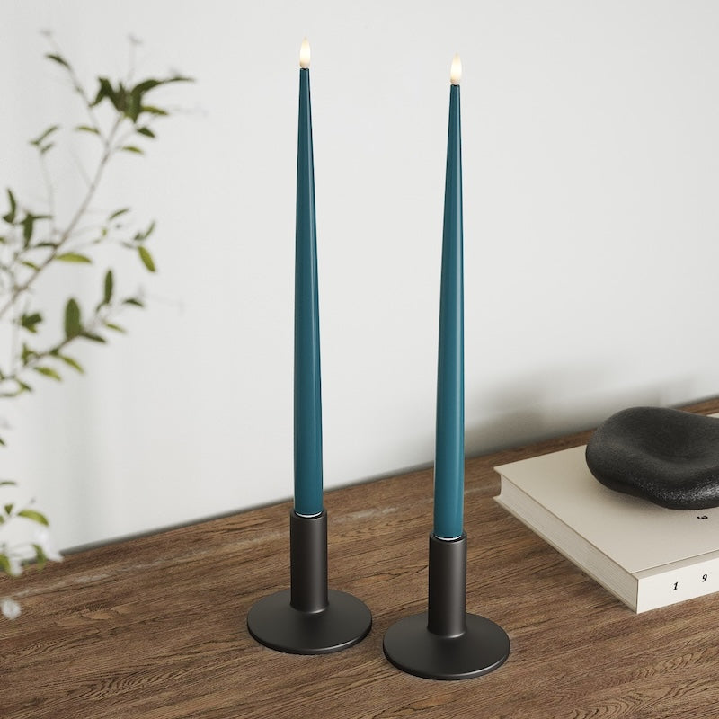 deluxe-homeart-kerzenlicht-stabkerze-led-38cm-petrol-2st-real-flame image 4