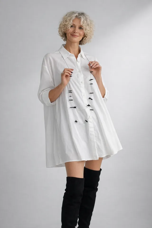 anastasia-hemdblusenkleid-a-linie-wei-baumwollmix image 1