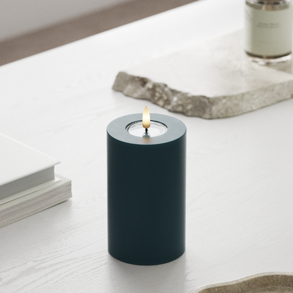 deluxe-homeart-blockkerzen-led-stumpenkerze-7-5x12-5cm-petrol-real-flame image 3