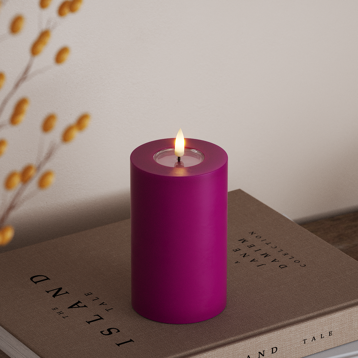 deluxe-homeart-blockkerzen-led-blockkerze-7-5x12-5-violett-real-flame image 2