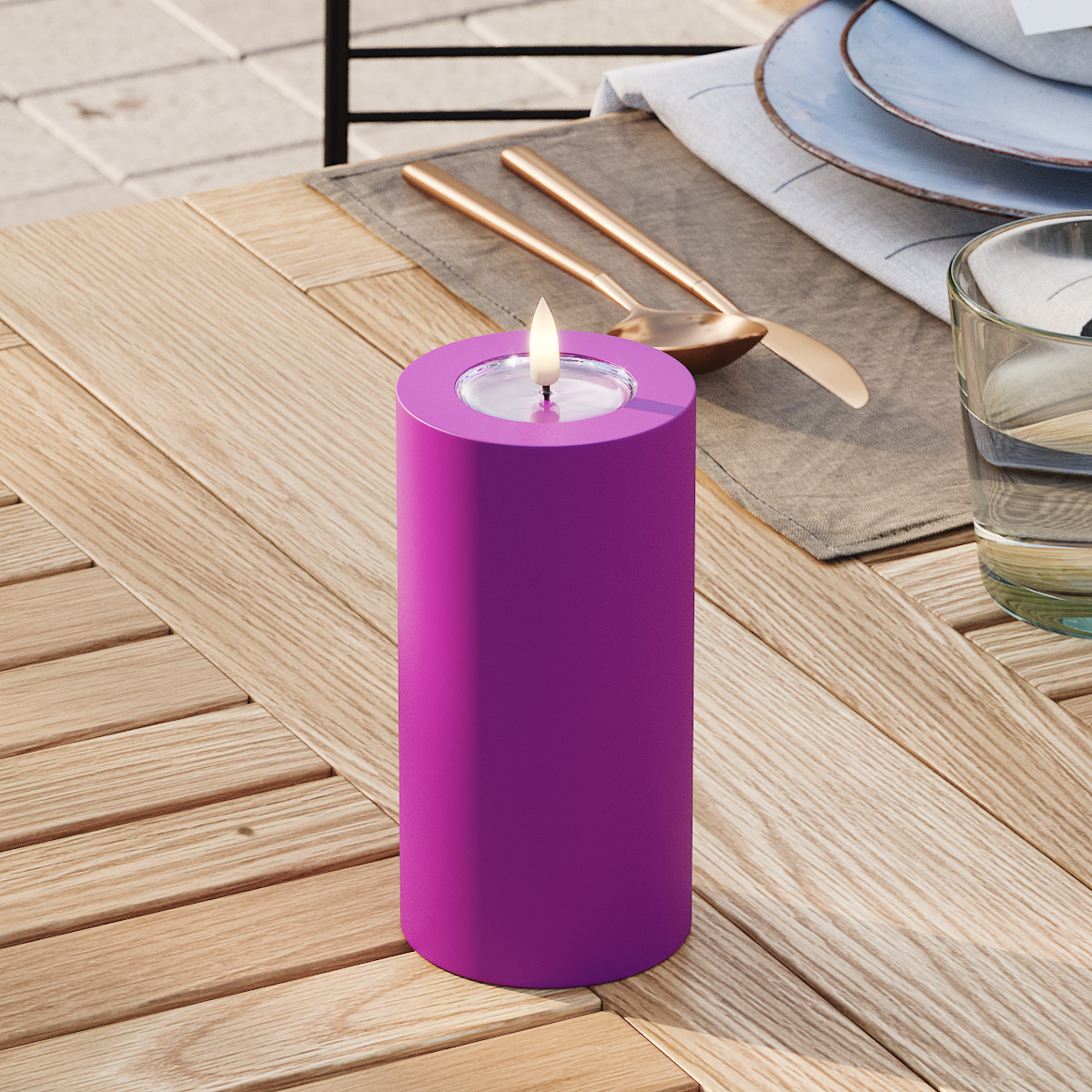 deluxe-homeart-au-enleuchten-led-kerze-7-5x15-violett-ip44 image 3