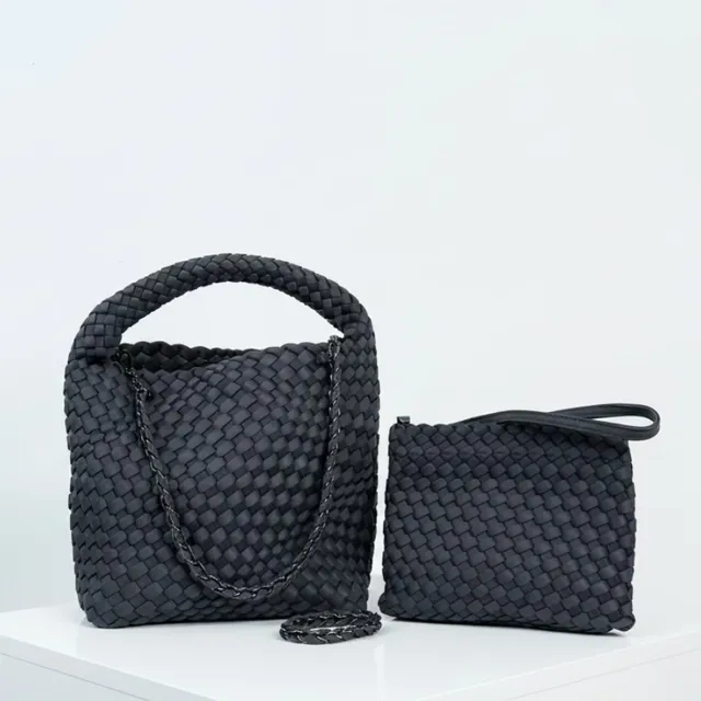 ein-st-ck-vom-gl-ck-neopren-handtasche-grau-blaugrau-tote image 1