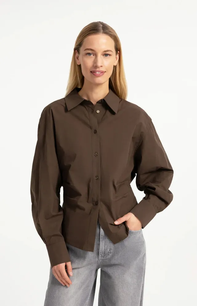 yaya-bluse-tailliert-raffung-braun-gr-36-40 image 1