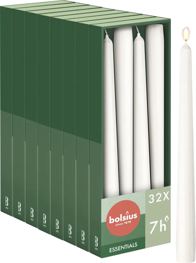 bolsius-essentials-spitzkerzen-wei-24-5-cm-32er-7h image 1