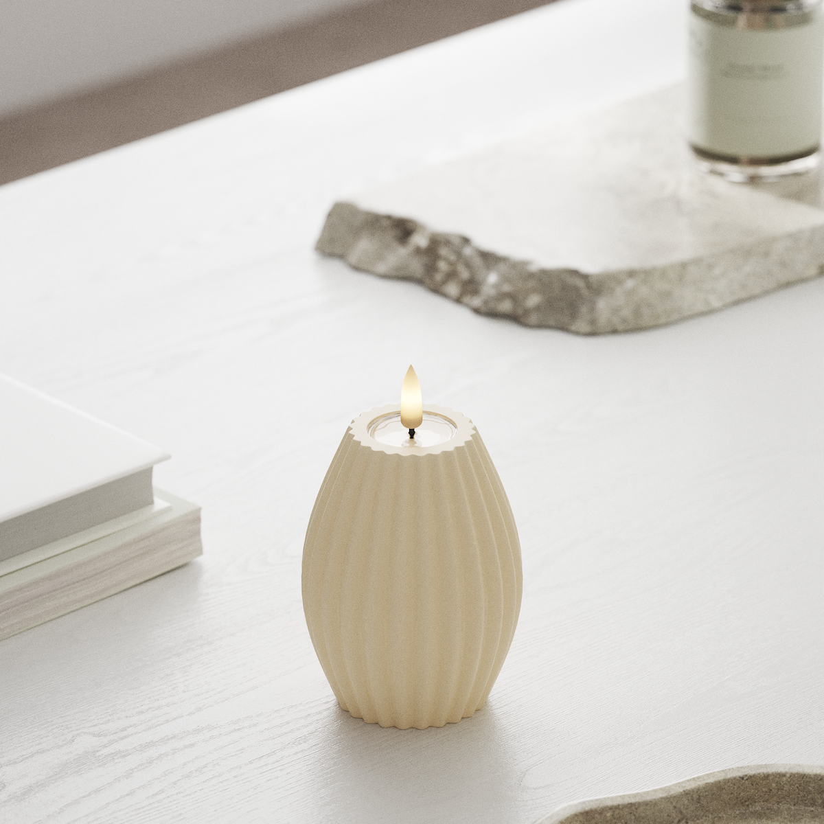 deluxe-homeart-rillenkerzen-led-kerze-10-cm-creme image 3