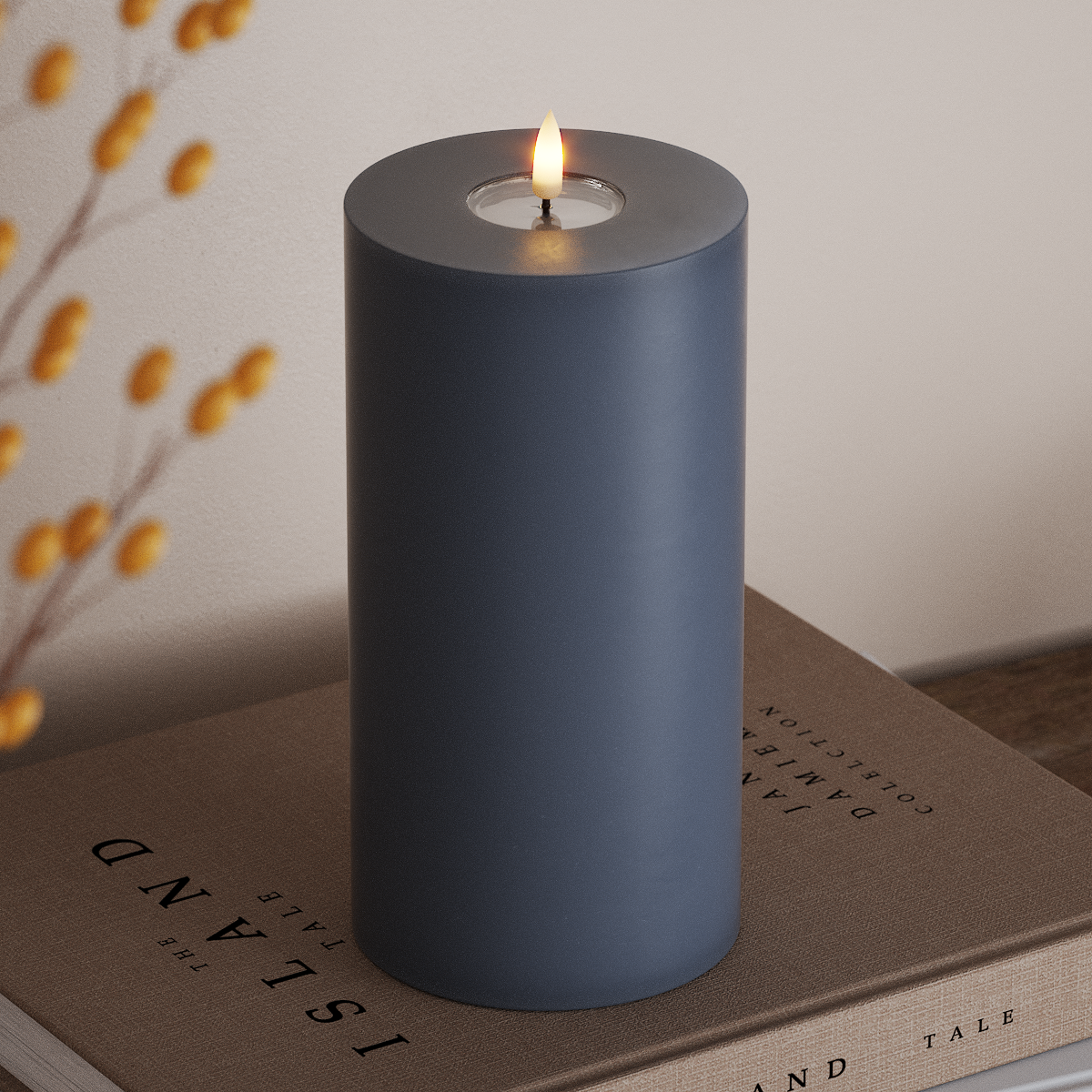 deluxe-homeart-blockkerzen-led-kerze-10x20-cm-eisblau-real-flame image 2