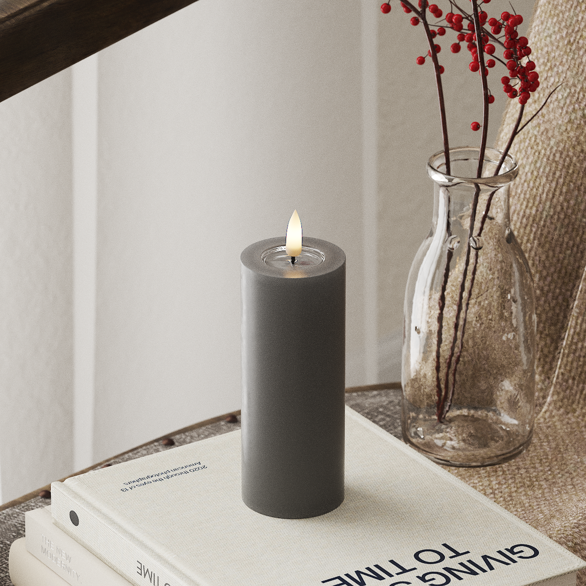 deluxe-homeart-blockkerzen-led-grau-5x12-5-cm-wachs image 1