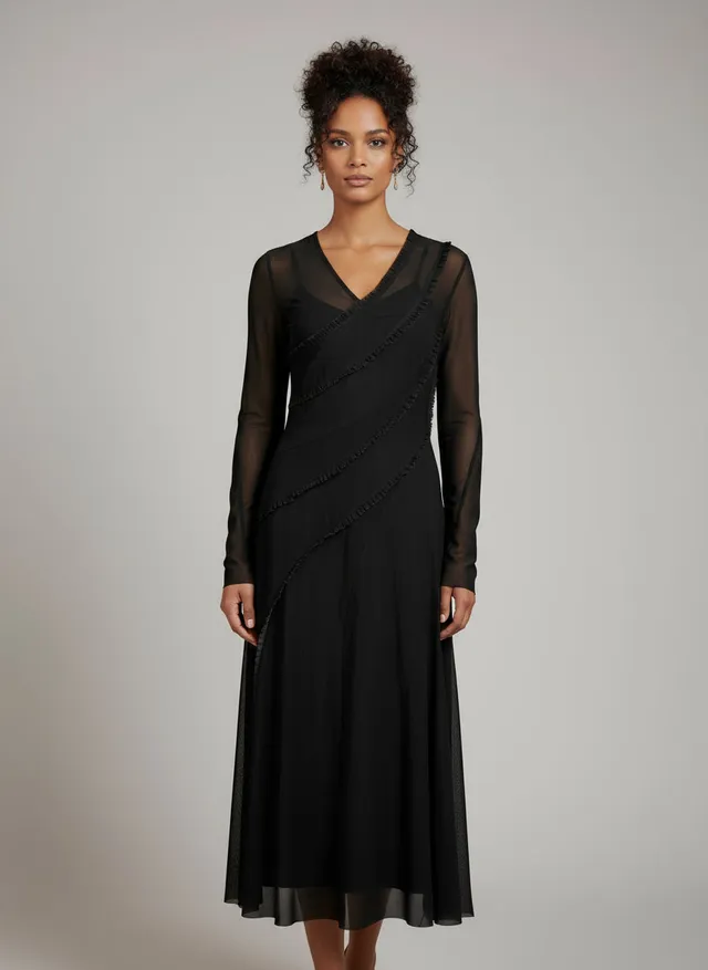 n-denmark-agna-kleid-schwarz-semitransparent-mit-unterkleid image 1