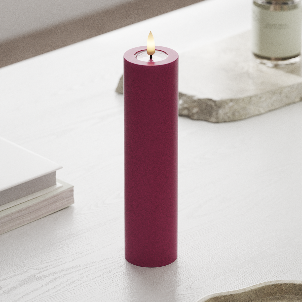 deluxe-homeart-blockkerzen-led-stumpenkerze-5x20cm-magenta image 3