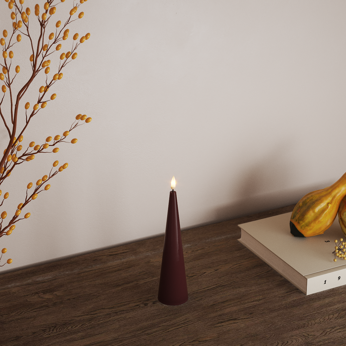 deluxe-homeart-kegelkerze-led-spitzkerze-20cm-bordeaux-lack image 2